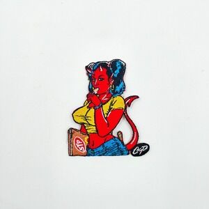 Coop Sexy Girl Embroidered Iron On Patch Vintage Hot Devil Girl Pin-up Hotrod